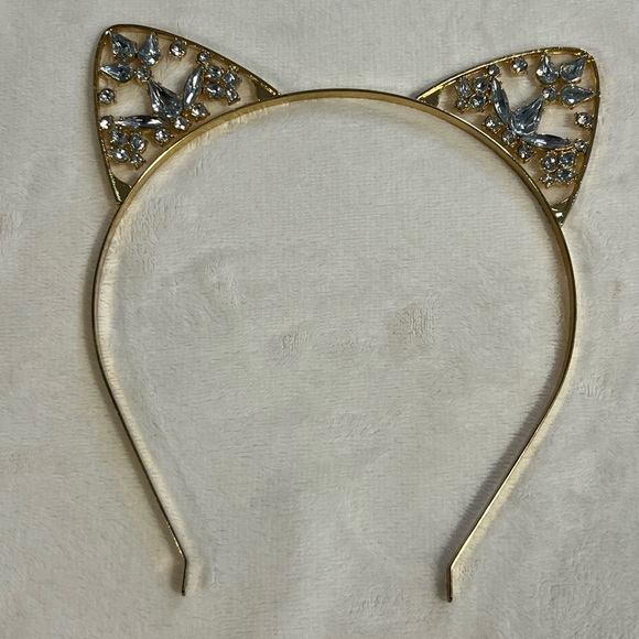 Set of 2 Metal Cat Headbands (1 gold & 1 silver) - Picture 2 of 10